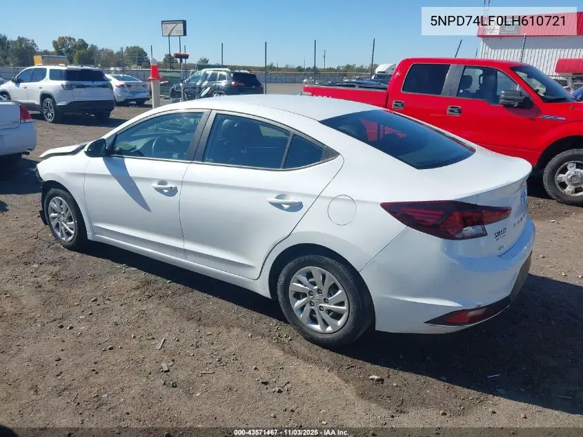 5NPD74LF0LH610721 2020 Hyundai Elantra Se