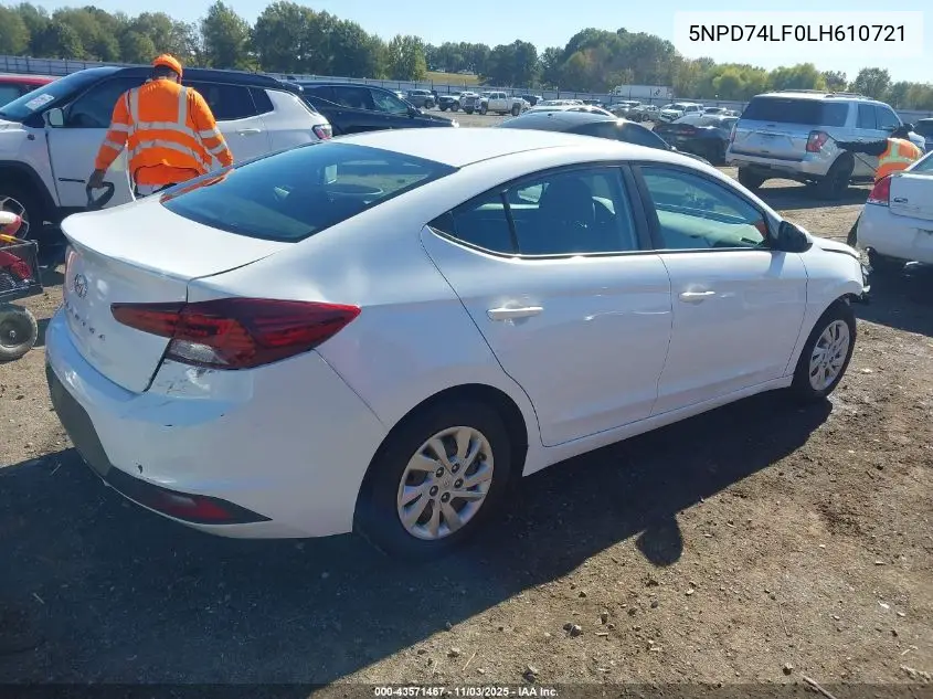 5NPD74LF0LH610721 2020 Hyundai Elantra Se