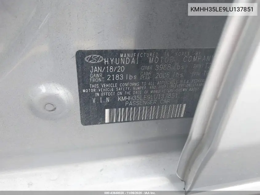 KMHH35LE9LU137851 2020 Hyundai Elantra Gt