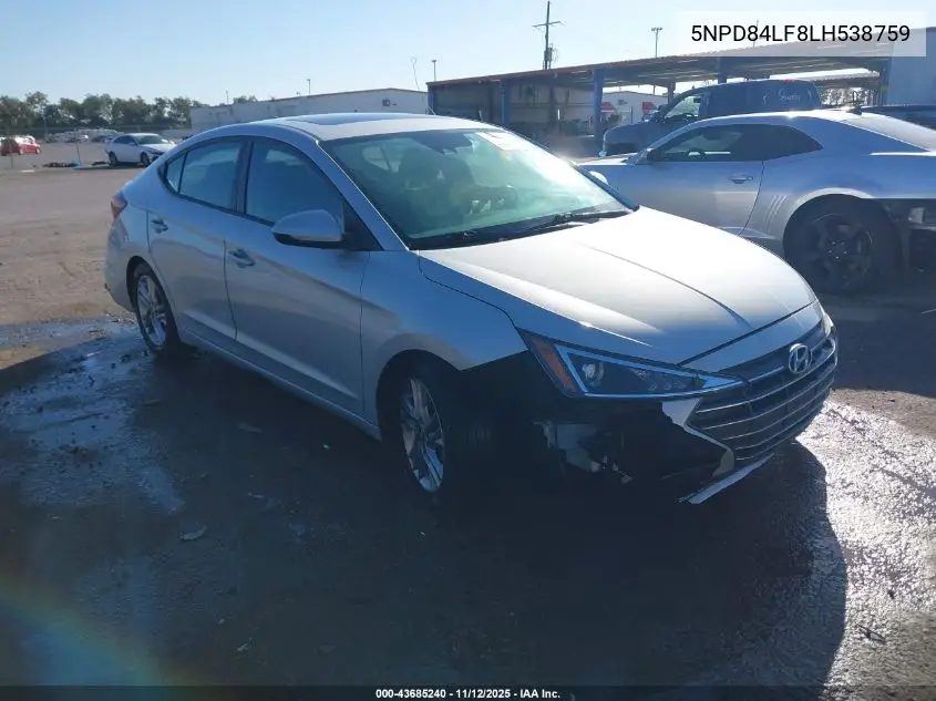 5NPD84LF8LH538759 2020 Hyundai Elantra Value Edition