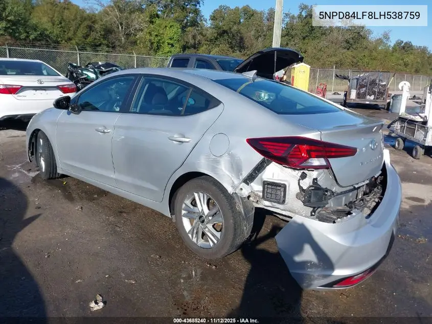 5NPD84LF8LH538759 2020 Hyundai Elantra Value Edition