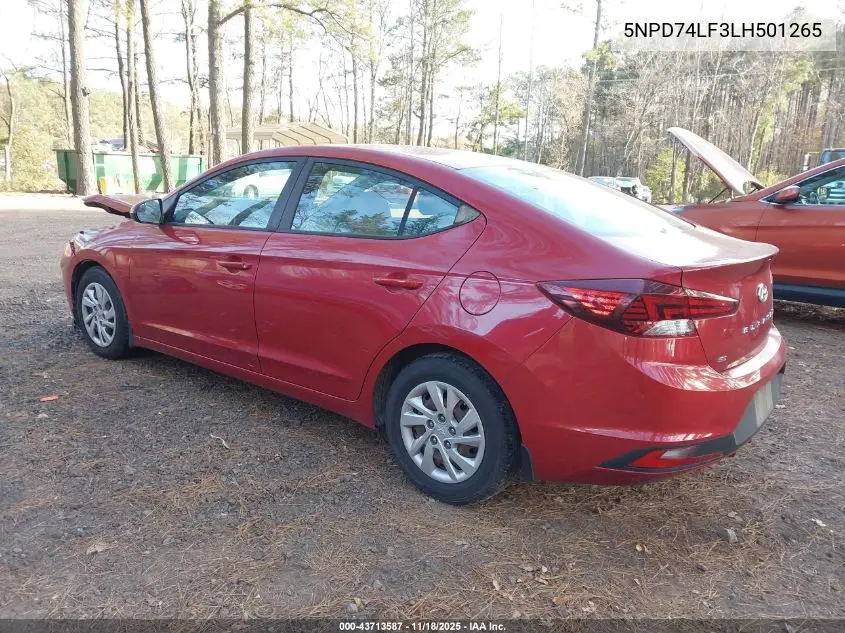 5NPD74LF3LH501265 2020 Hyundai Elantra Se