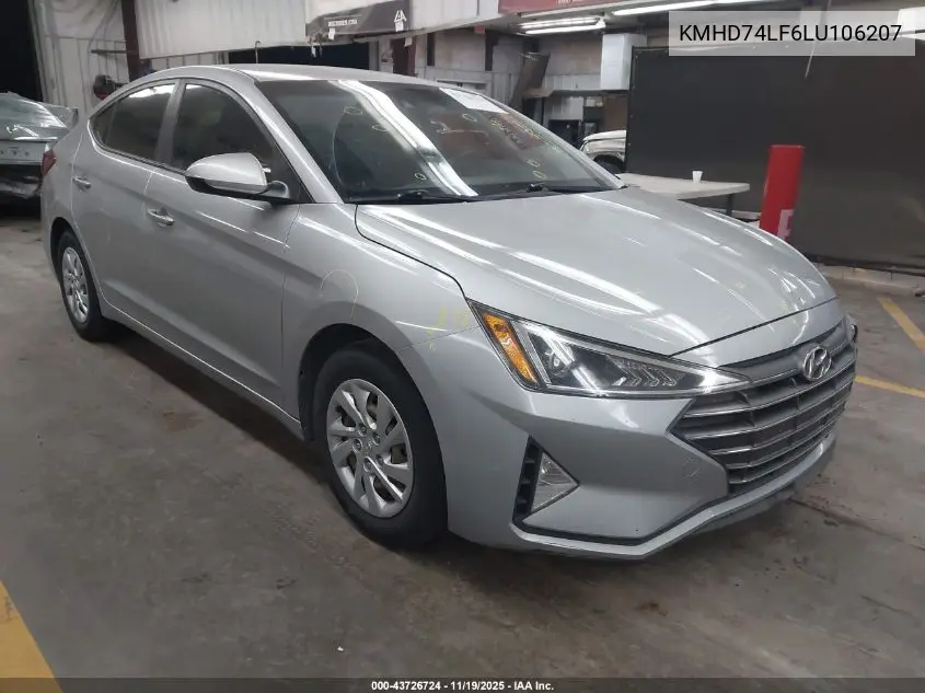 KMHD74LF6LU106207 2020 Hyundai Elantra Se
