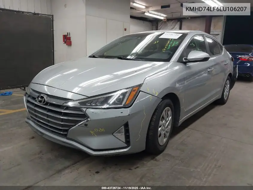 KMHD74LF6LU106207 2020 Hyundai Elantra Se