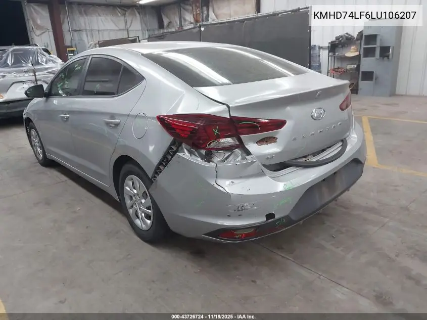 KMHD74LF6LU106207 2020 Hyundai Elantra Se