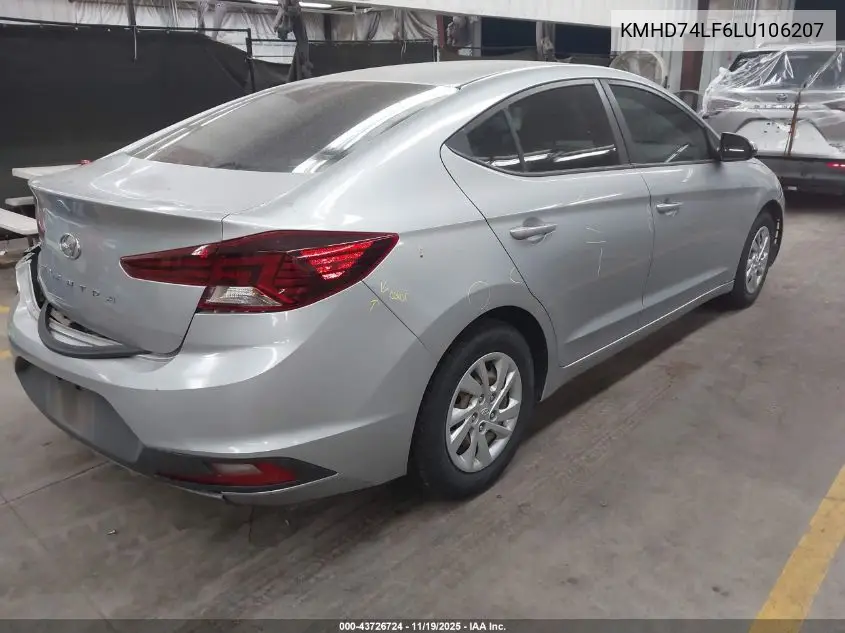 KMHD74LF6LU106207 2020 Hyundai Elantra Se