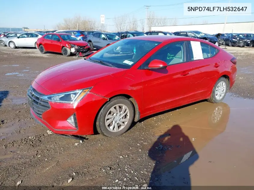 5NPD74LF7LH532647 2020 Hyundai Elantra Se