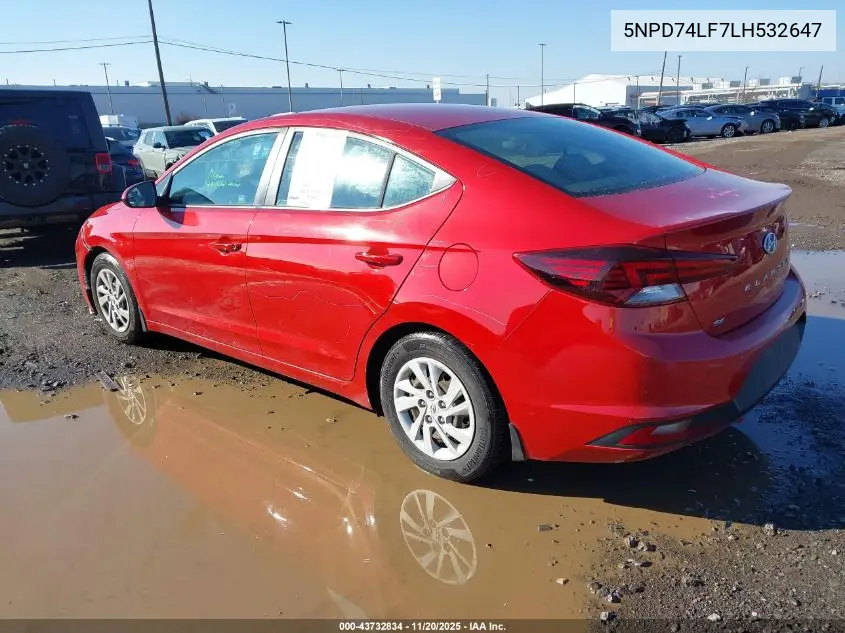 5NPD74LF7LH532647 2020 Hyundai Elantra Se
