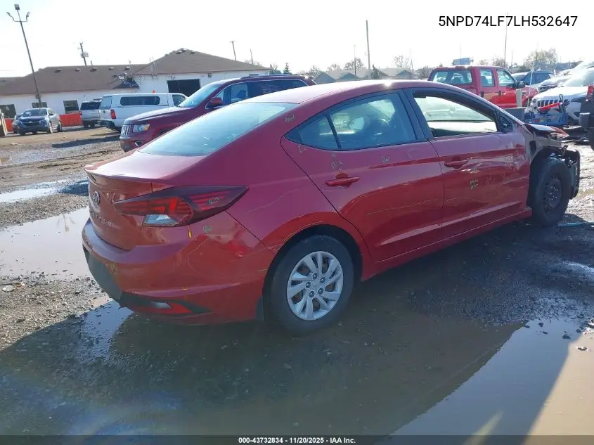 5NPD74LF7LH532647 2020 Hyundai Elantra Se