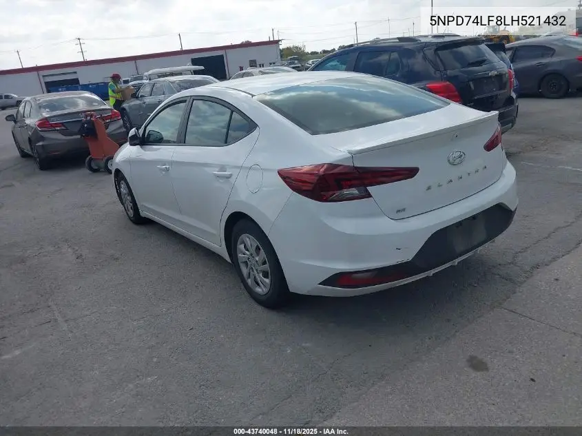 5NPD74LF8LH521432 2020 Hyundai Elantra Se