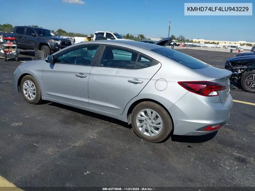 KMHD74LF4LU943229 2020 Hyundai Elantra Se