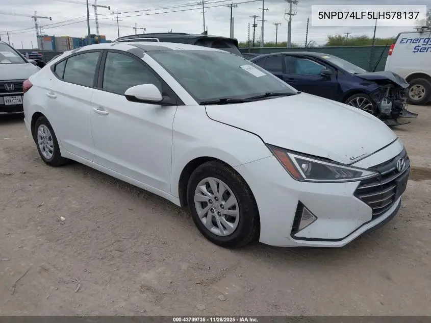 5NPD74LF5LH578137 2020 Hyundai Elantra Se