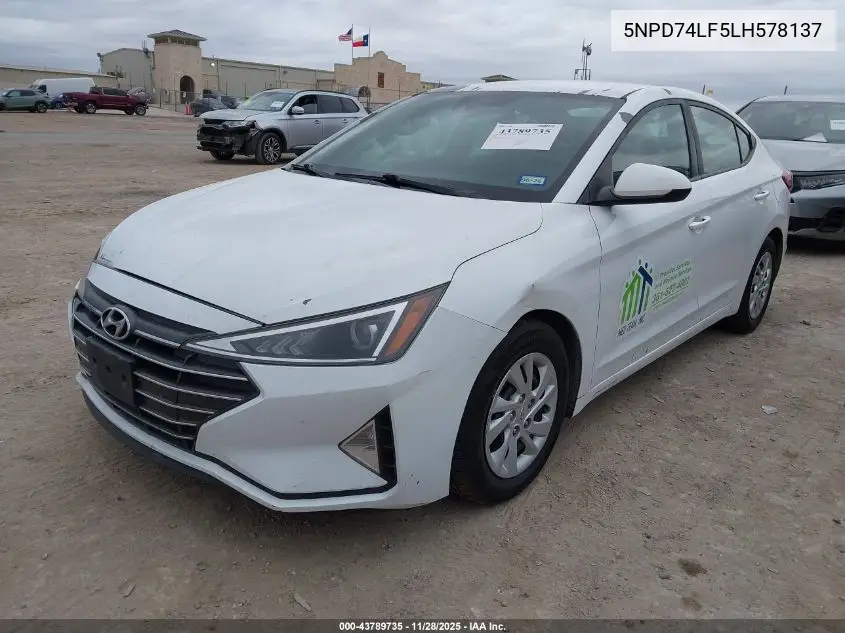5NPD74LF5LH578137 2020 Hyundai Elantra Se
