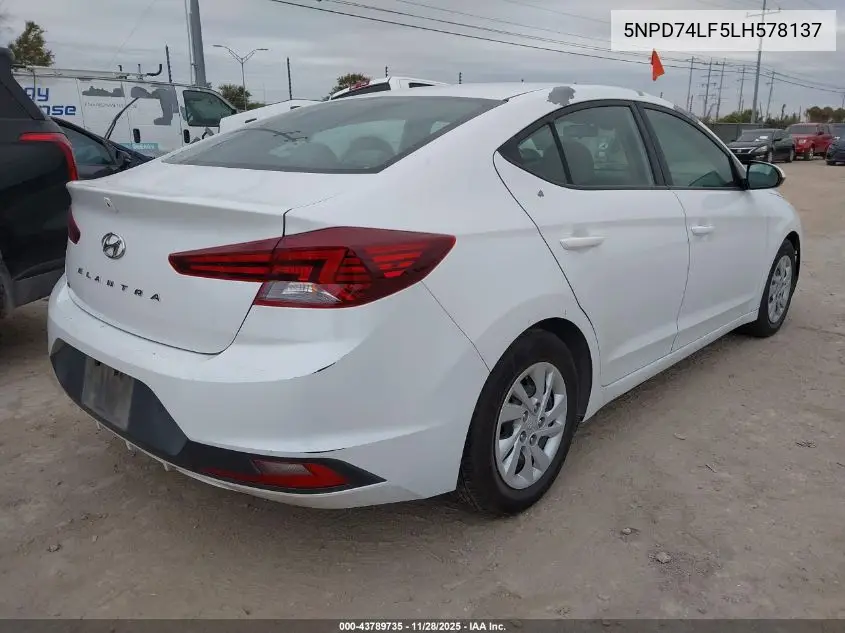 5NPD74LF5LH578137 2020 Hyundai Elantra Se