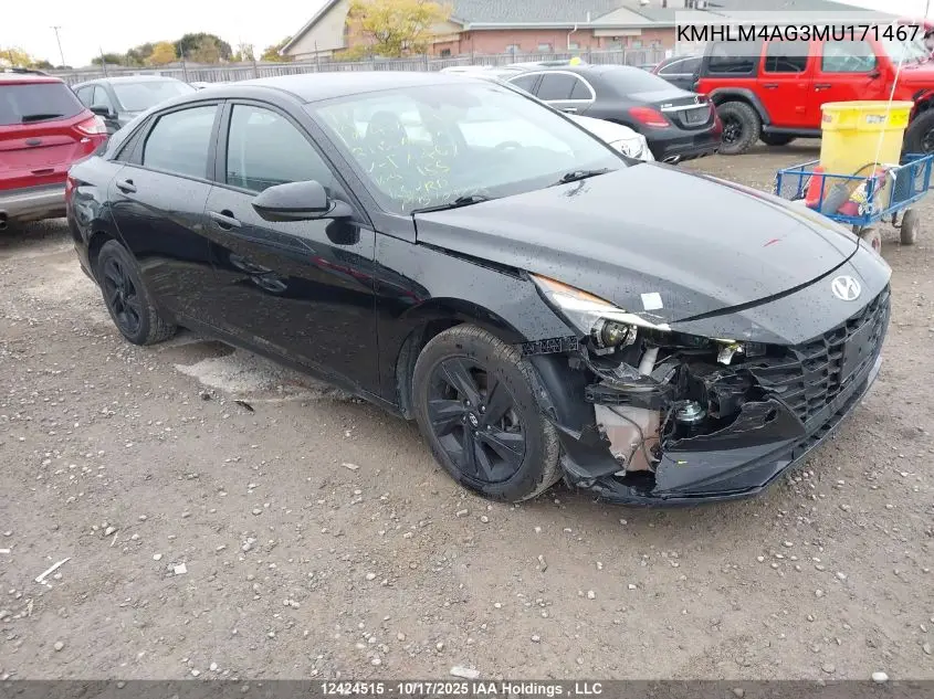 KMHLM4AG3MU171467 2021 Hyundai Elantra Preferred Ivt