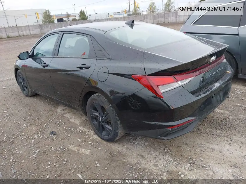 KMHLM4AG3MU171467 2021 Hyundai Elantra Preferred Ivt