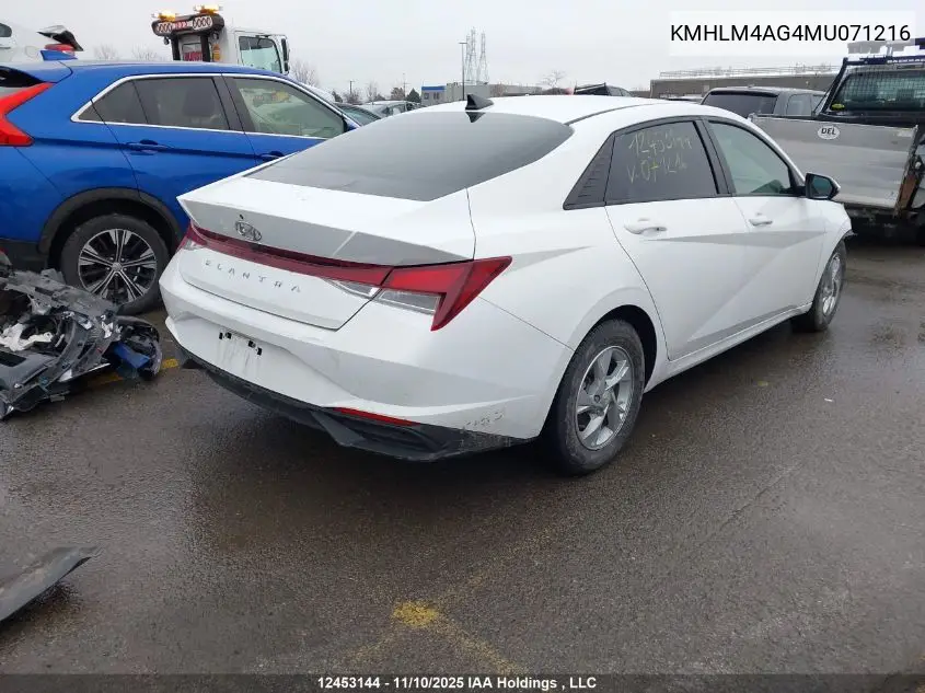 KMHLM4AG4MU071216 2021 Hyundai Elantra Sel