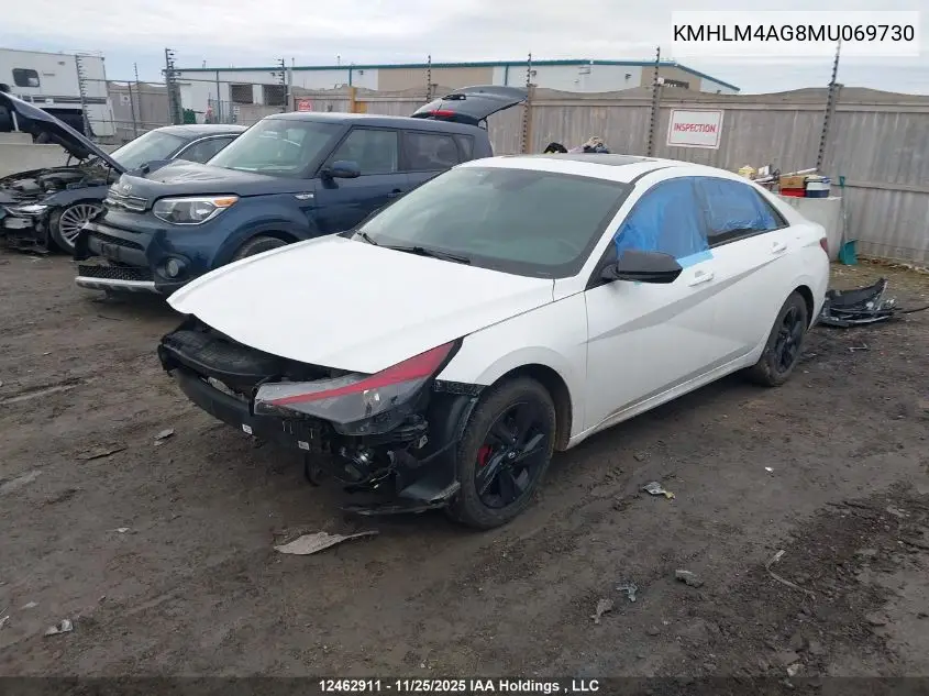 KMHLM4AG8MU069730 2021 Hyundai Elantra Preferred Ivt With Sun And Tech Package