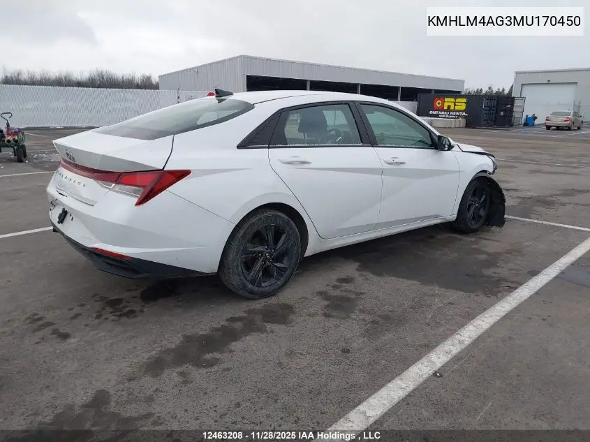 KMHLM4AG3MU170450 2021 Hyundai Elantra Preferred Ivt