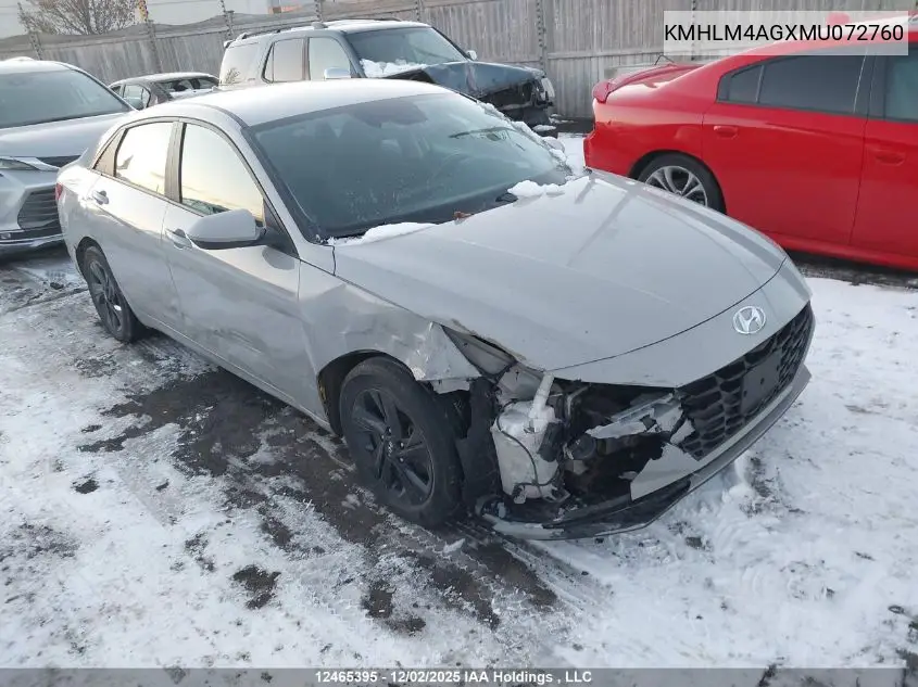KMHLM4AGXMU072760 2021 Hyundai Elantra Preferred Ivt