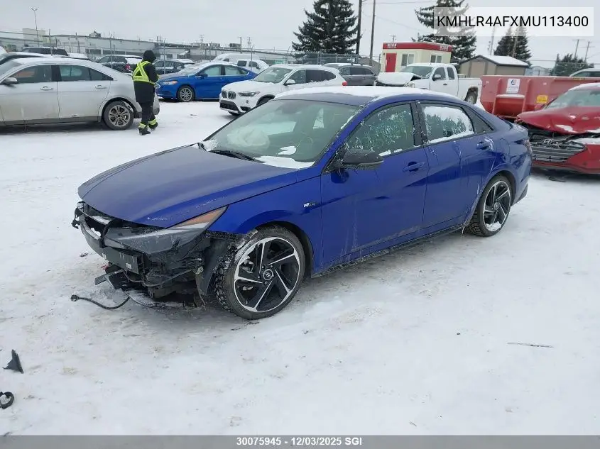 KMHLR4AFXMU113400 2021 Hyundai Elantra N Line