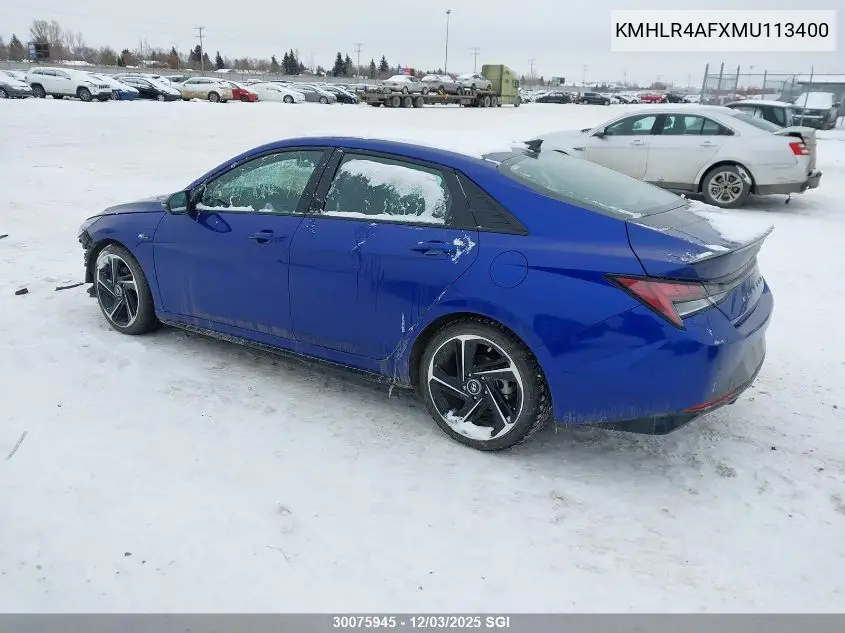 KMHLR4AFXMU113400 2021 Hyundai Elantra N Line