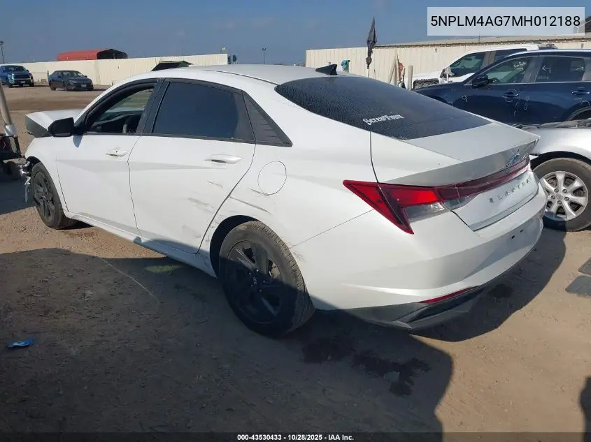 5NPLM4AG7MH012188 2021 Hyundai Elantra Sel