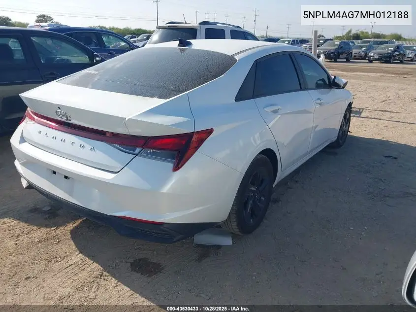 5NPLM4AG7MH012188 2021 Hyundai Elantra Sel