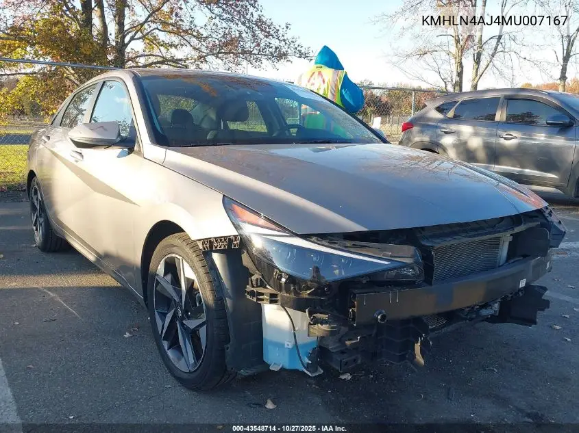 KMHLN4AJ4MU007167 2021 Hyundai Elantra Hybrid Limited