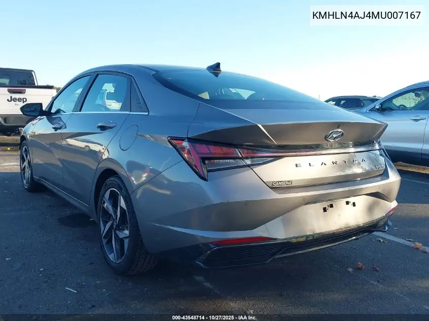KMHLN4AJ4MU007167 2021 Hyundai Elantra Hybrid Limited