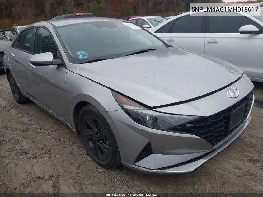 5NPLM4AG1MH018617 2021 Hyundai Elantra Sel
