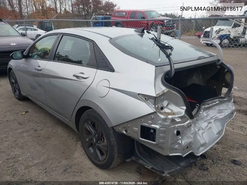 5NPLM4AG1MH018617 2021 Hyundai Elantra Sel