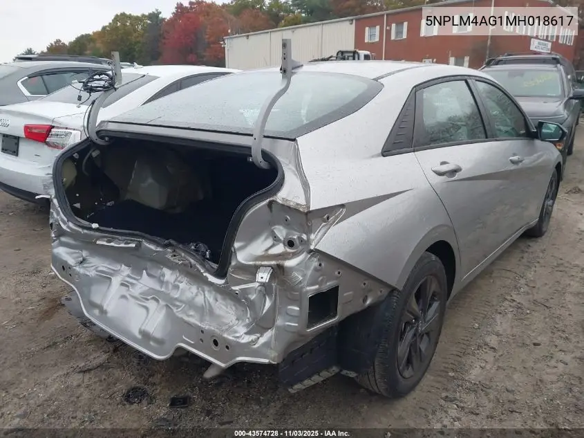 5NPLM4AG1MH018617 2021 Hyundai Elantra Sel