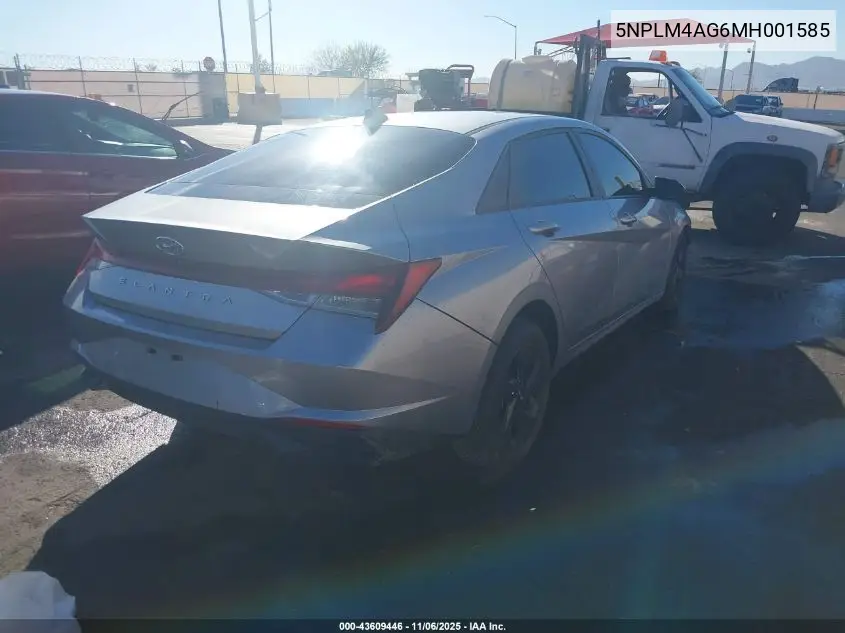 5NPLM4AG6MH001585 2021 Hyundai Elantra Sel