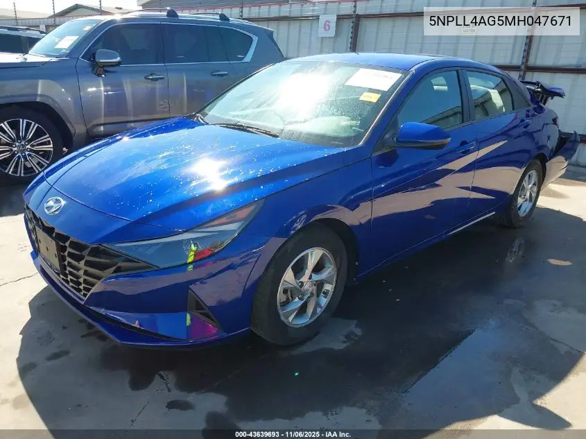 5NPLL4AG5MH047671 2021 Hyundai Elantra Se