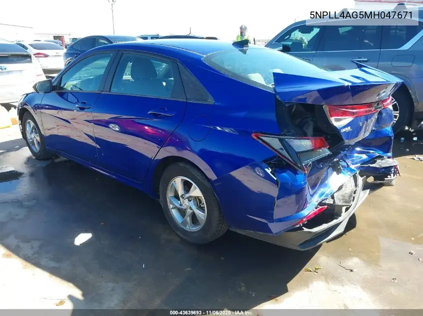 5NPLL4AG5MH047671 2021 Hyundai Elantra Se