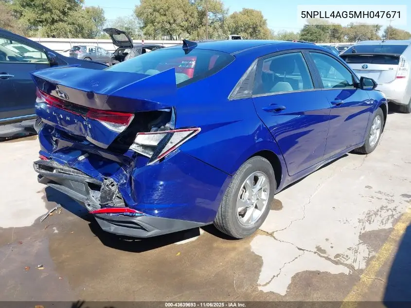 5NPLL4AG5MH047671 2021 Hyundai Elantra Se
