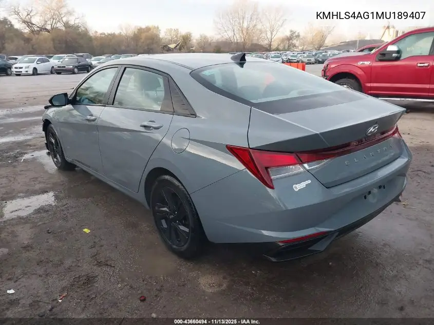 KMHLS4AG1MU189407 2021 Hyundai Elantra Sel