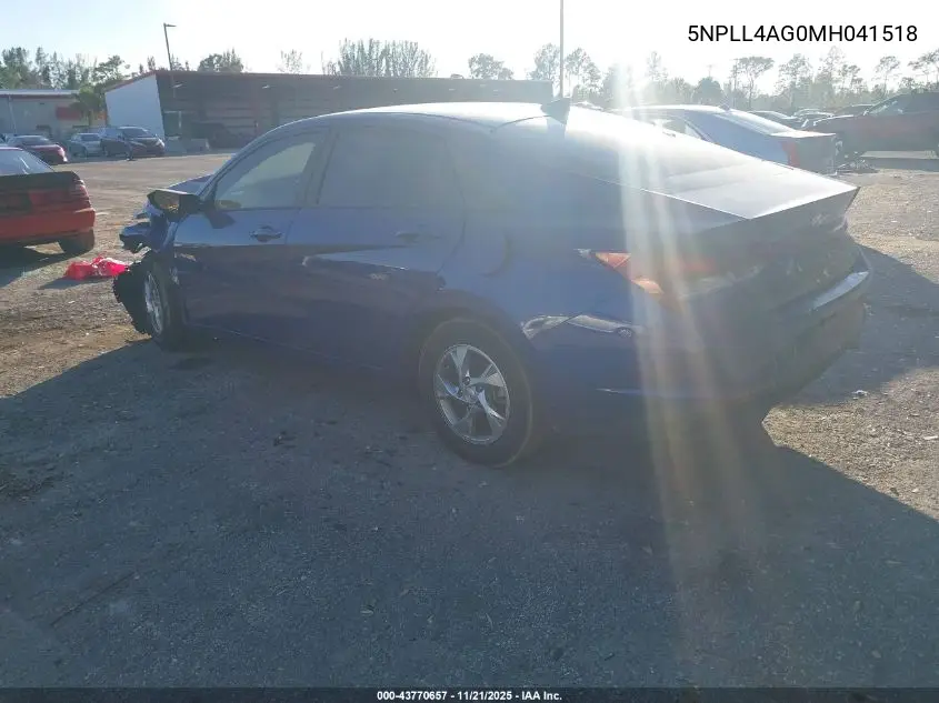5NPLL4AG0MH041518 2021 Hyundai Elantra Se