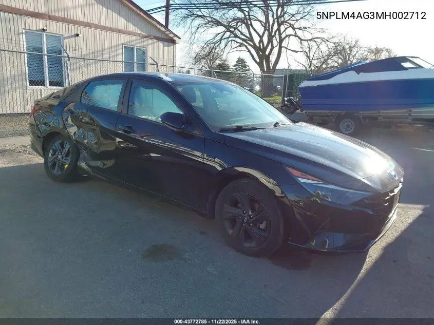 5NPLM4AG3MH002712 2021 Hyundai Elantra Sel