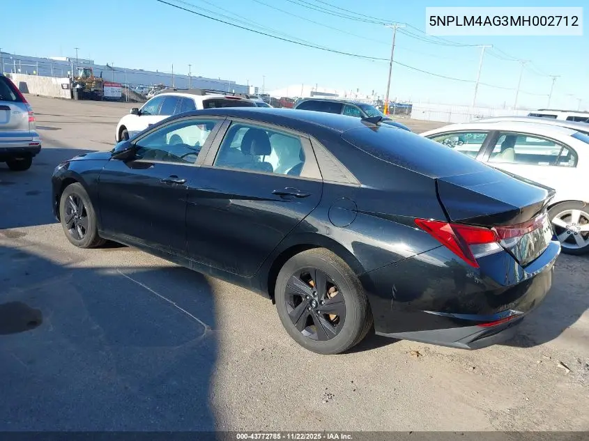 5NPLM4AG3MH002712 2021 Hyundai Elantra Sel