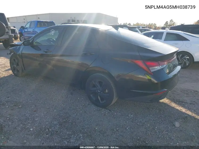 5NPLM4AG5MH038739 2021 Hyundai Elantra Sel