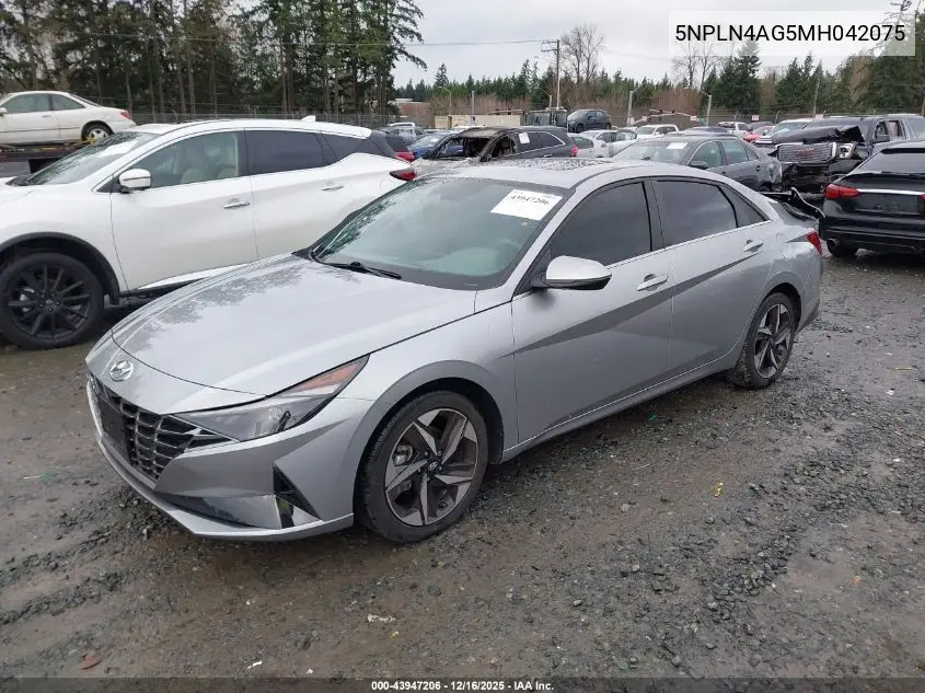 5NPLN4AG5MH042075 2021 Hyundai Elantra Sel