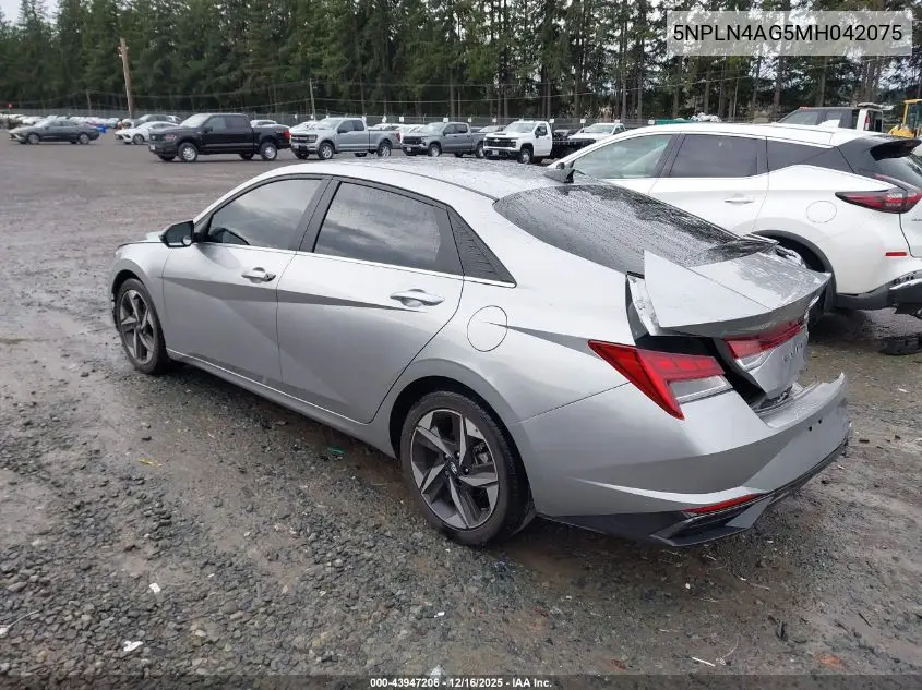 5NPLN4AG5MH042075 2021 Hyundai Elantra Sel