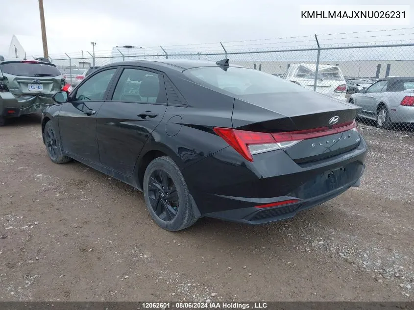 2022 Hyundai Elantra Blue VIN: KMHLM4AJXNU026231 Lot: 12062601