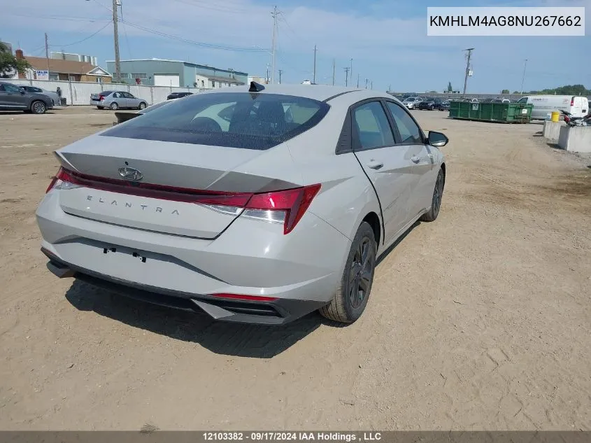 2022 Hyundai Elantra Sel VIN: KMHLM4AG8NU267662 Lot: 12103382