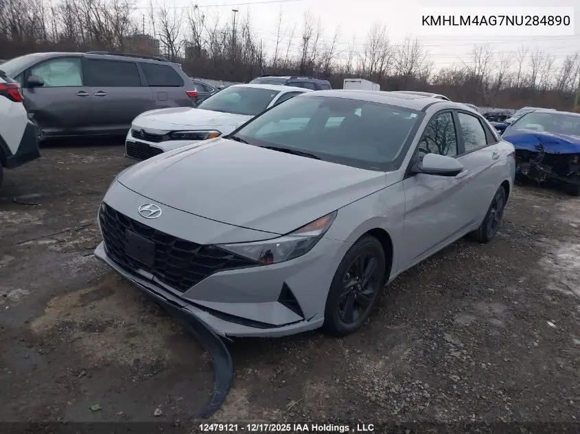 KMHLM4AG7NU284890 2022 Hyundai Elantra Preferred Ivt With Sun And Tech Package