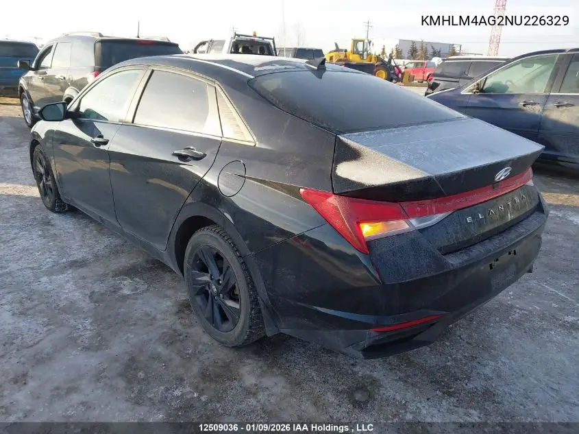 KMHLM4AG2NU226329 2022 Hyundai Elantra Preferred Ivt With Sun And Tech Package