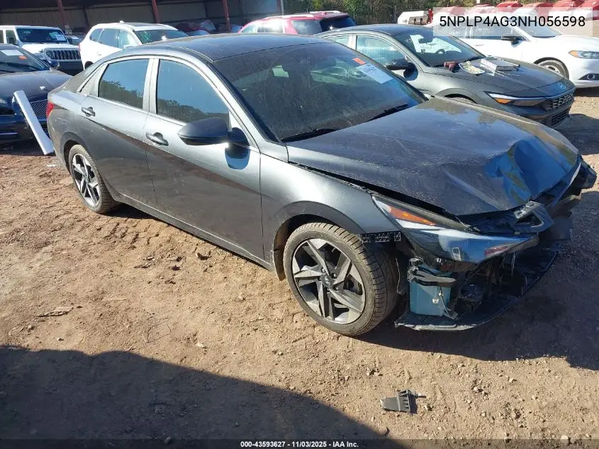 5NPLP4AG3NH056598 2022 Hyundai Elantra Limited