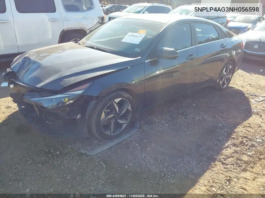 5NPLP4AG3NH056598 2022 Hyundai Elantra Limited